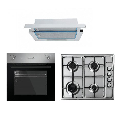 Pachet incorporabile  Hausberg cuptor Hb 8043,2000w,clasa A+plita 4 ochiuri,gaz Hb555+hota Hb1280 al